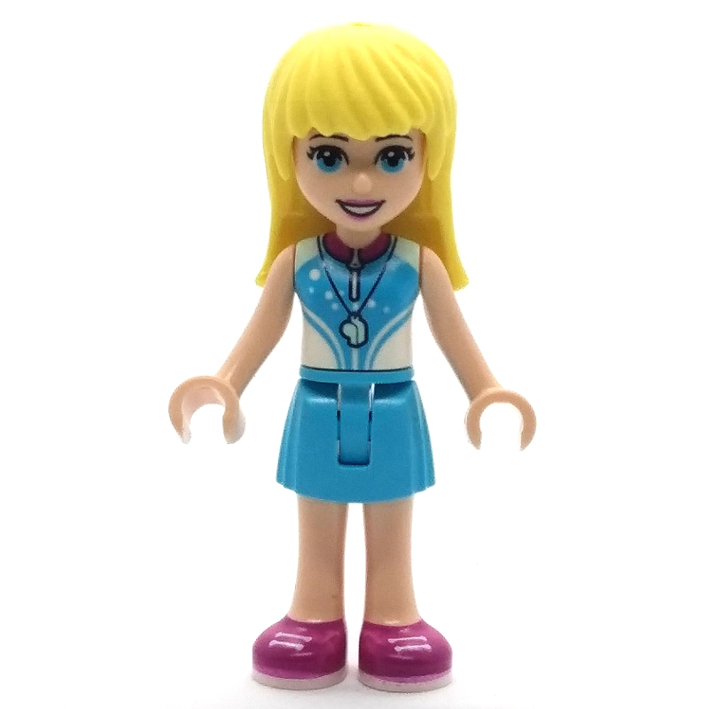 Stephanie — haut blanc et azur moyen, jupe azur moyen (Stephanie - White/Medium Azure Top, Medium Azure Skirt)