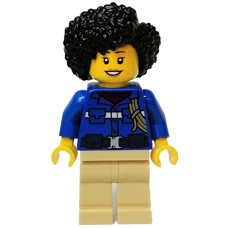 Maya - torse bleu, jambes beiges, cheveux noirs (Maya - Blue Torso, Tan Legs, Black Hair)