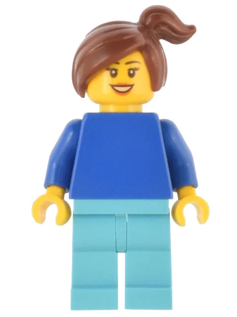 Torse bleu, jambes azur moyen, cheveux brun rougeâtre (Blue Torso, Medium Azure Legs, Reddish Brown Hair)