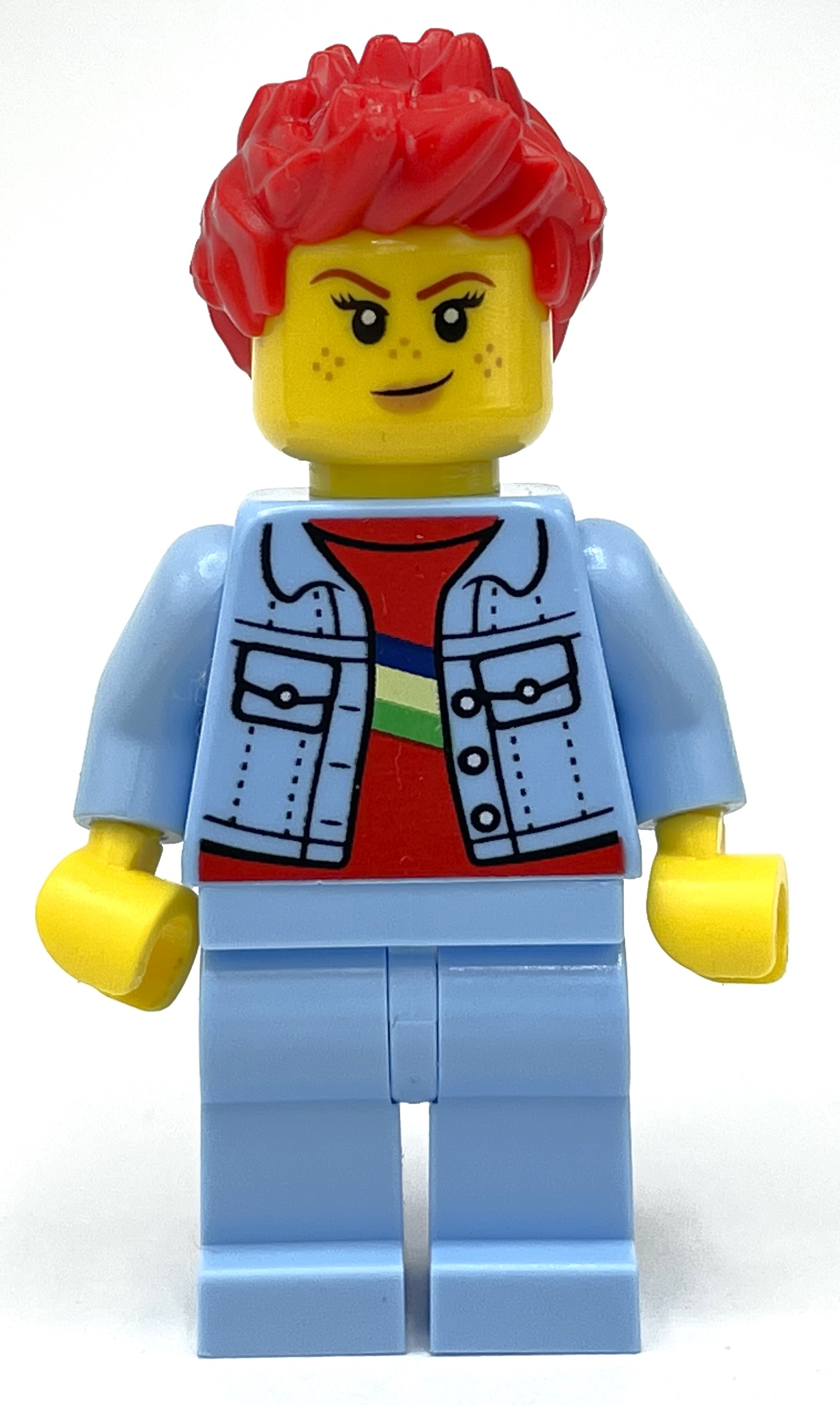 Torse et jambes bleu clair vif, cheveux rouges (Bright Light Blue Torso and Legs, Red Hair)