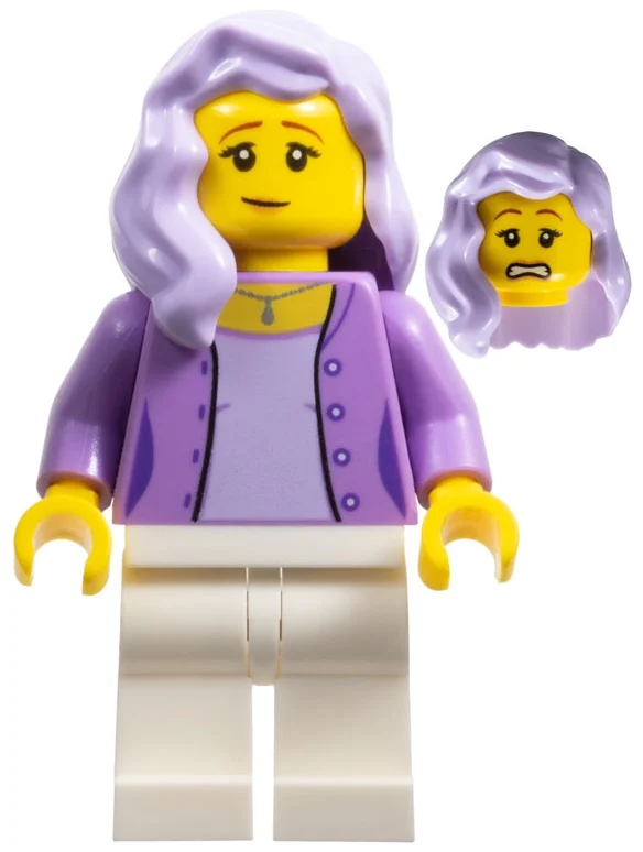 Torse lavande moyen, jambes blanches, cheveux lavande (Medium Lavender Torso, White Legs, Lavender Hair)