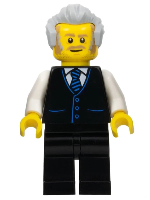 Costume torse noir, jambes noires, cheveux gris bleuté clair (Black Torso Suit, Black Legs, Light Bluish Grey Hair)