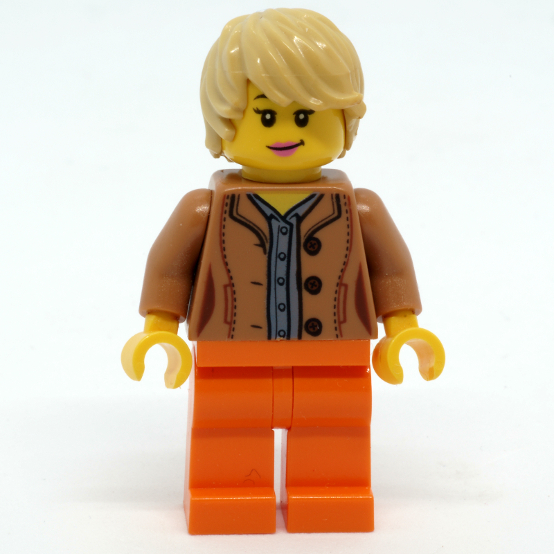 Torse de nougat moyen, jambes orange clair vif, cheveux beige (Medium Nougat Torso, Bright Light Orange Legs, Tan Hair)
