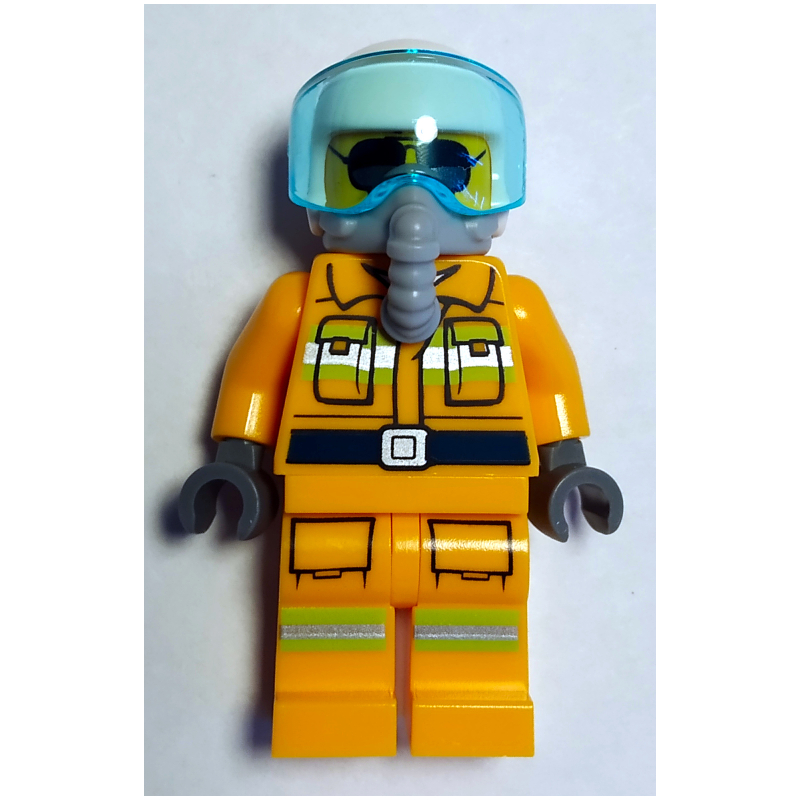 Pilote, torse orange, jambes orange, casque blanc, appareil respiratoire (allie aires) (Pilot, Orange Torso, Orange Legs, White Helmet, Breathing Apparatus (Allie Aires))