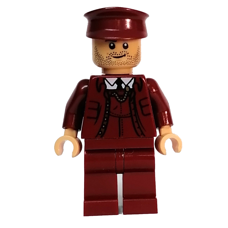 Conducteur de train, tenue rouge foncé, casquette rouge foncé, tête beige chaud (Train Conductor, Dark Red Suit, Dark Red Cap, Warm Tan Head)
