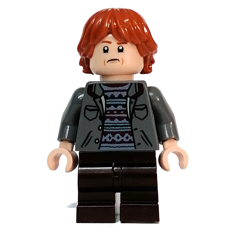 Ron Weasley, veste gris bleuté foncé, jambes brun foncé moyen (Ron Weasley, Dark Bluish Gray Jacket, Medium Dark Brown Legs)