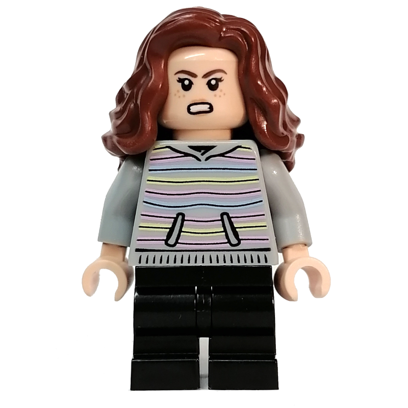 Hermione Granger, pull gris bleuté clair avec rayures, jambes noires moyennes (Hermione Granger, Light Bluish Gray Sweater with Stripes, Medium Black Legs)