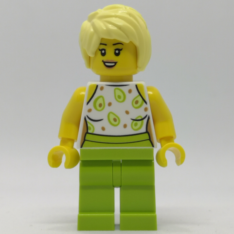 Torse blanc, jambes vert citron, cheveux beiges (White Torso, Lime Legs, Tan Hair)