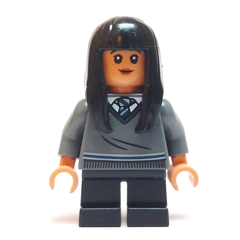 Cho Chang — pull gris bleuté foncé, jambes noires, cheveux en plastique (Cho Chang - Dark Bluish Grey Sweater, Black Legs, Plastic Hair)