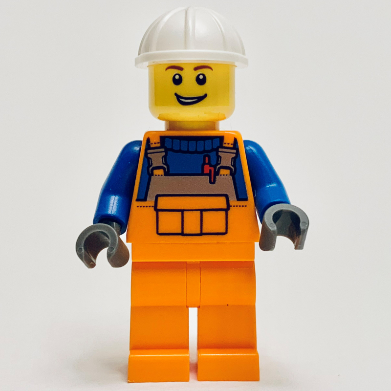 Robbie rolla, salopette orange, casque blanc (Robbie Rolla, Orange Overall, White Helmet)