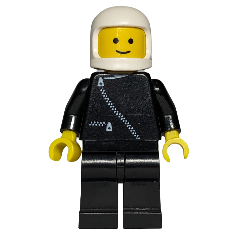 Policier, veste noire avec fermeture à glissière, casque blanc (casque 3842c) (Policeman, Black Jacket with Zipper, White Helmet (3842c Helmet))