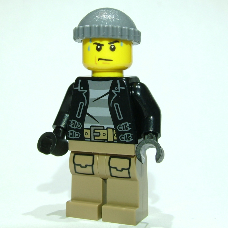 Bandit, torse noir, jambes beige foncé, casquette gris bleuté foncé (Criminal, Black Torso, Dark Tan Legs, Dark Bluish Grey Cap)