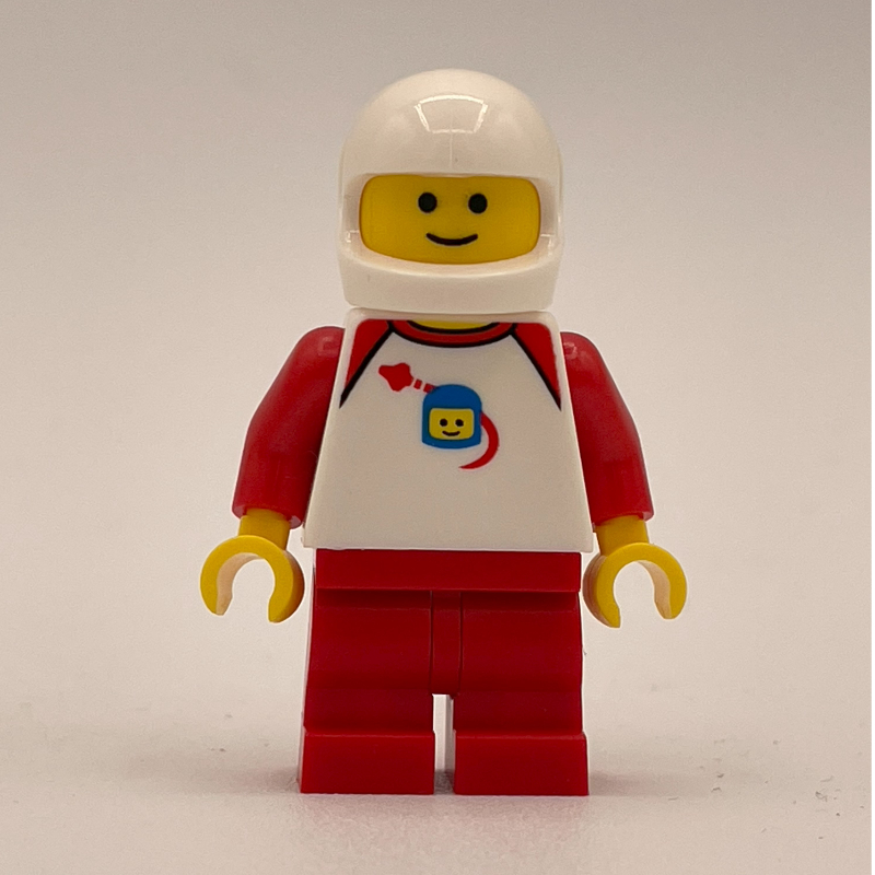 Jambes moyennes rouges, torse blanc, casque d'espace classique (Red Medium Legs, White Torso, Classic Space Helmet)