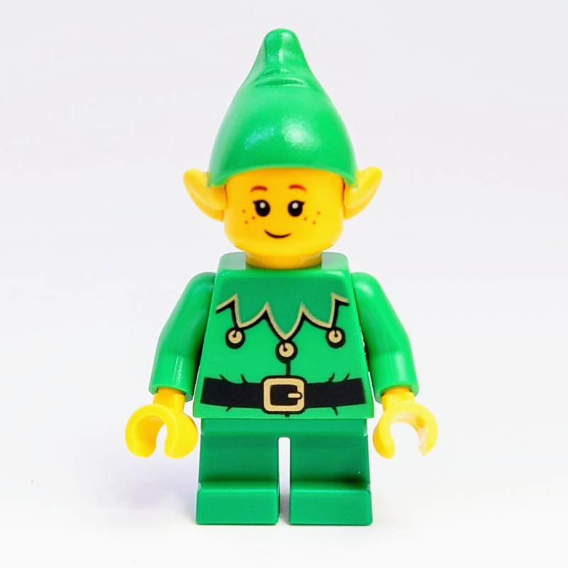 Elf - torse vert vif, jambes courtes vertes, chapeau vert vif, taches de rousseur (Elf - Bright Green Torso, Green Short Legs, Bright Green Hat, Freckles)