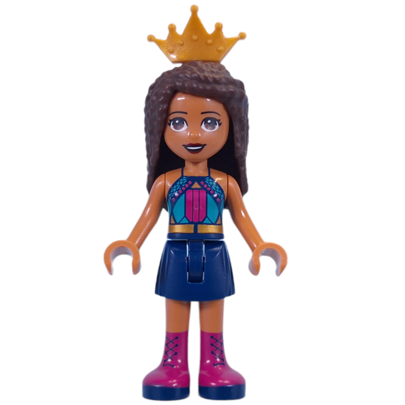 Andrea — haut turquoise foncé, jupe bleu foncé, couronne (Andrea - Dark Turquoise Top, Dark Blue Skirt, Crown)