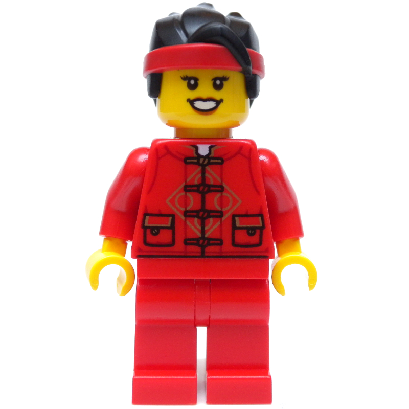 Torse rouge chinois, jambes rouges, cheveux noirs, bandana rouge (Red Torso Chinese, Red Legs, Black Hair, Red Bandana)