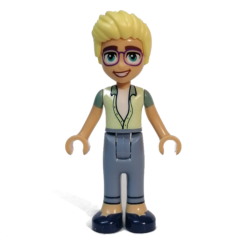 Olly — haut blanc, jambes bleu sable (Olly - White Top, Sand Blue Legs)