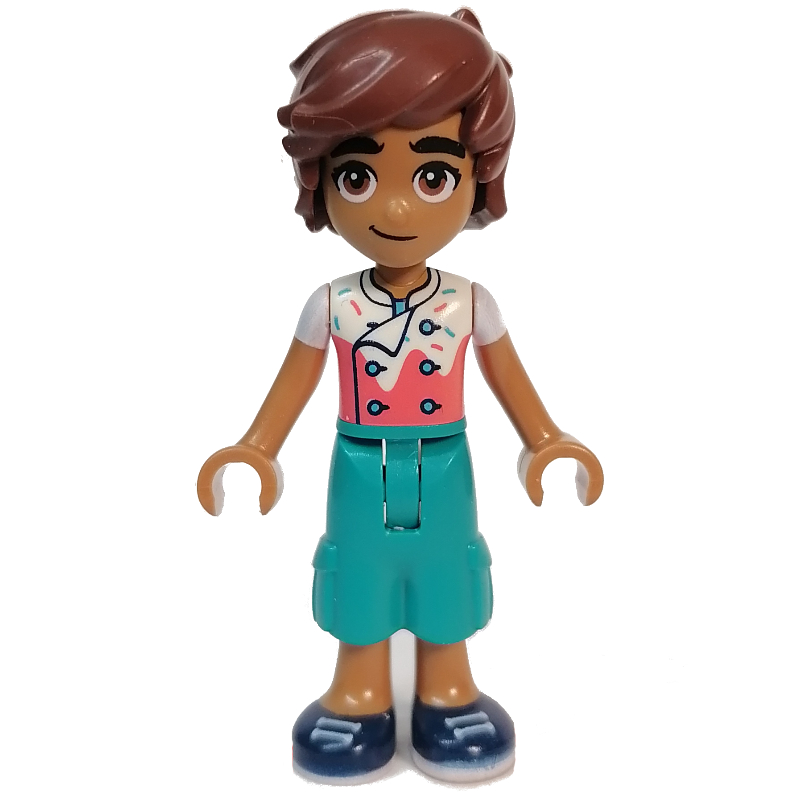 Leo - haut blanc/corail, pantalon turquoise foncé (Leo - White/Coral Top, Dark Turquoise Pants)