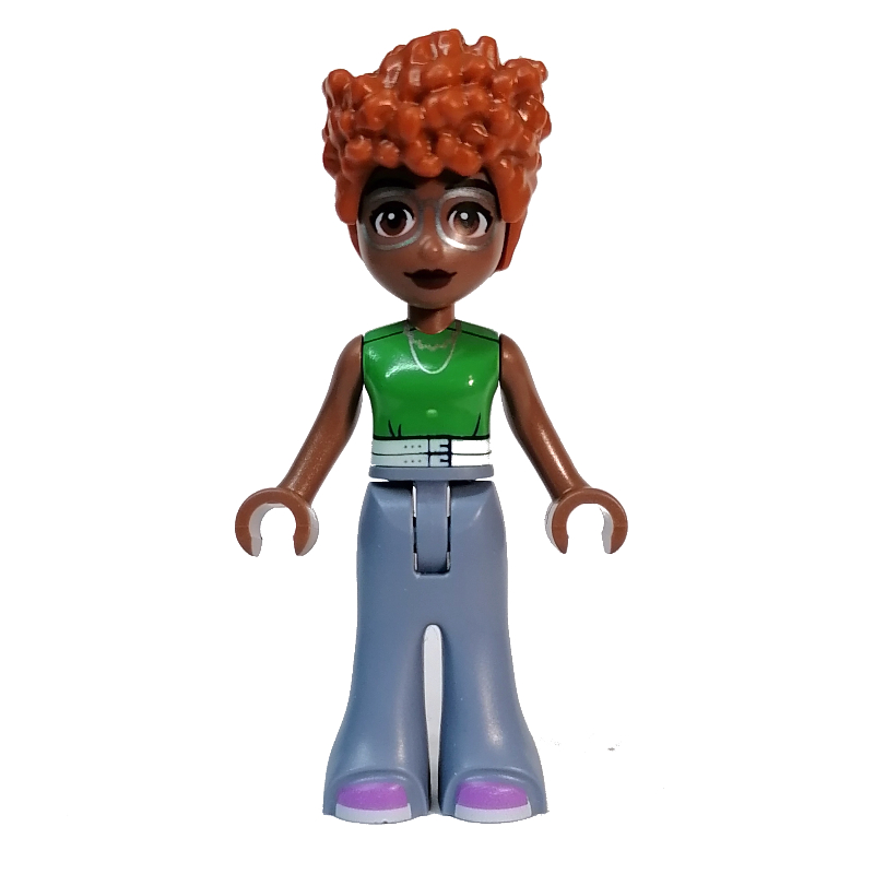 Naomi — haut vert, pantalon bleu sable (Naomi - Green Top, Sand Blue Pants)