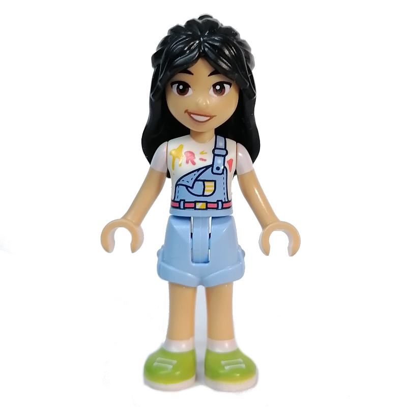 Liann - haut blanc, jupe bleu clair (Liann - White Top, Bright Light Blue Skirt)