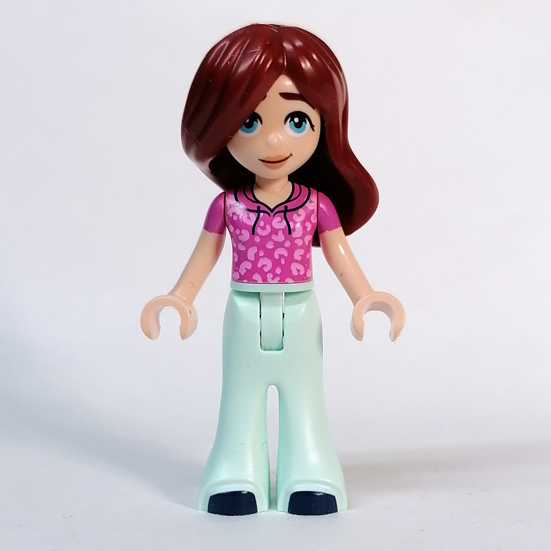 Paisley - haut rose foncé, jambes vert d’eau claires (Paisley - Dark Pink Top, Light Aqua Legs)