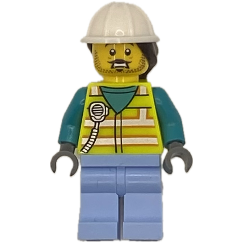 Homme, gilet de sécurité jaune vibrant, casque de chantier blanc (Man, Vibrant Yellow Safety Vest, White Hard Hat)