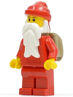 Père Noël, rouge uni avec sac à dos, sourcils noirs (Santa, Plain Red with Backpack, Black Eyebrows)