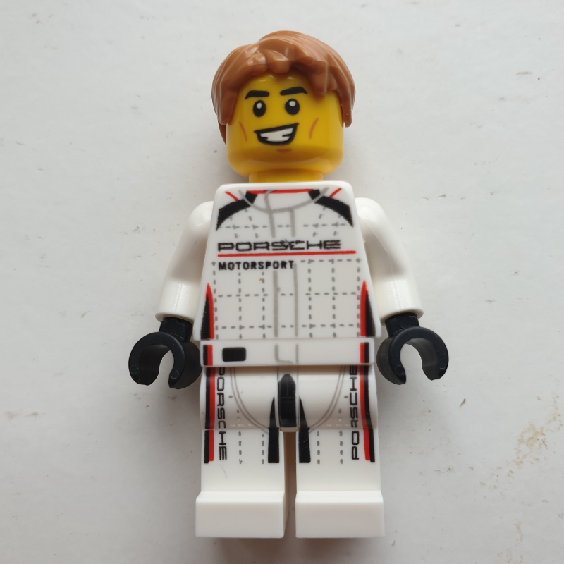 Pilote de course, costume de course blanc avec 'Porsche' (Race Driver, White Race Suit with 'Porsche')