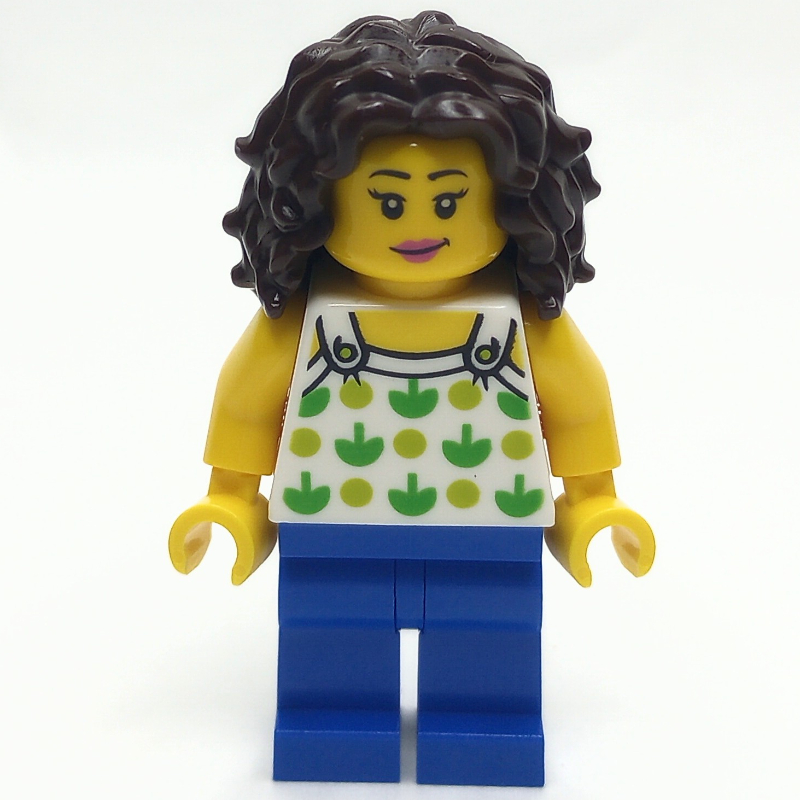 Torse blanc, pommes, jambes bleues, cheveux brun foncé (White Torso, Apples, Blue Legs, Dark Brown Hair)