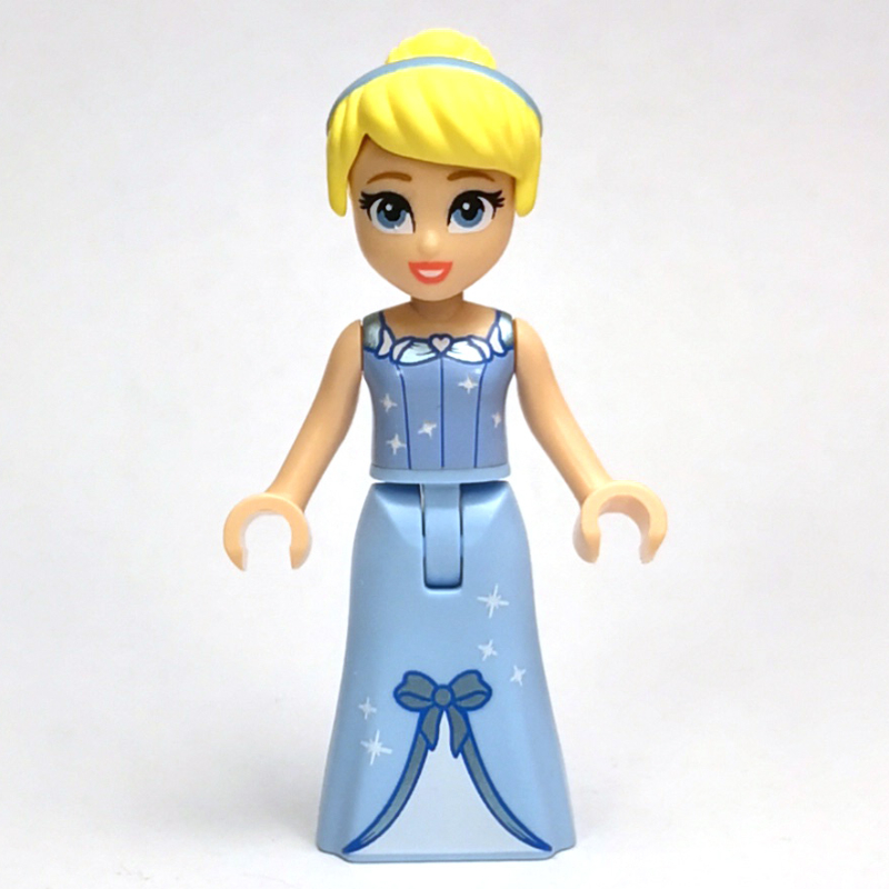 Cendrillon — robe bleu clair vif, sous-robe blanche - charnière mince, bande de cheveux (Cinderella - Bright Light Blue Dress, White Under-Dress - Thin Hinge, Hair Band)