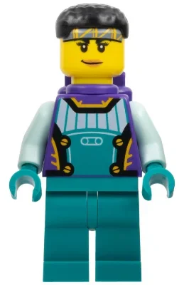 Cascadeur, costume de course violet foncé et turquoise foncé (Stunt Rider, Dark Purple and Dark Turquoise Race Suit)