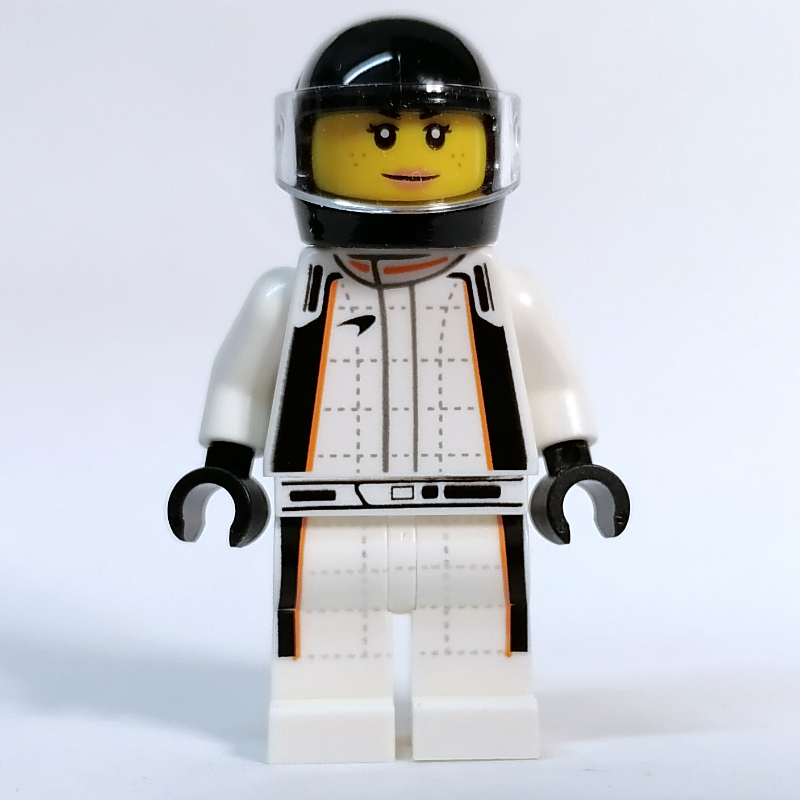 Pilote de course - torse blanc, jambes blanches, casque noir (Race Driver - White Torso, White Legs, Black Helmet)