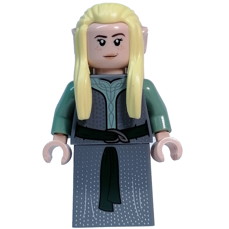 Elf - torse gris bleuté foncé, robe, cheveux jaune clair vif (Elf - Dark Bluish Grey Torso, Dress, Bright Light Yellow Hair)