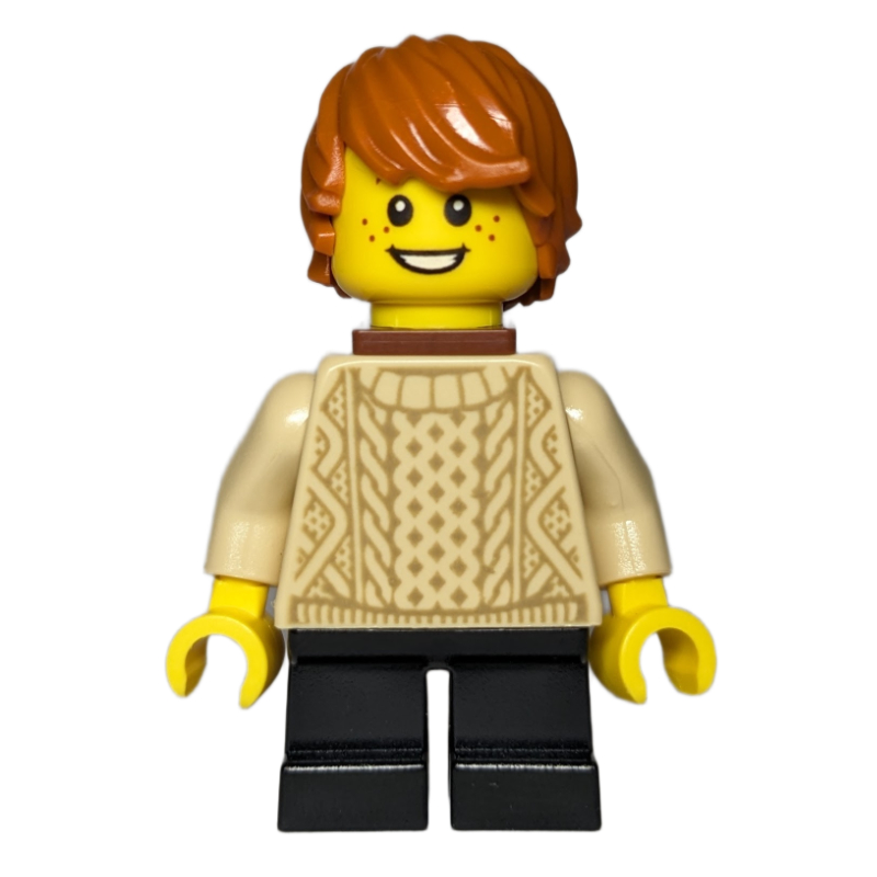 Kid - torse beige, jambes noires, cheveux orange foncé (Kid - Tan Torso, Black Legs, Dark Orange Hair)