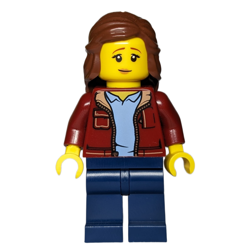 Torse rouge foncé, jambes bleu foncé, cheveux brun rougeâtre (Dark Red Torso, Dark Blue Legs, Reddish Brown Hair)