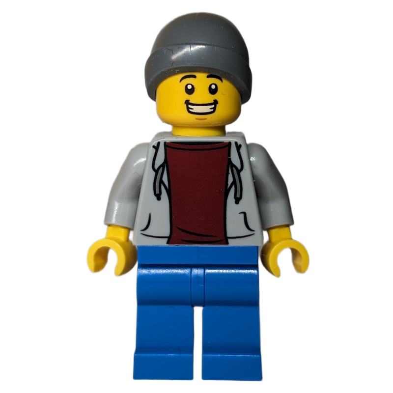 Torse gris bleuté clair, jambes bleues, bonnet gris bleuté foncé (Light Bluish Grey Torso, Blue Legs, Dark Bluish Grey Beanie)