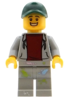 Torse gris bleuté clair, jambes gris bleuté clair, casquette vert foncé (Light Bluish Grey Torso, Light Bluish Grey Legs, Dark Green Cap)