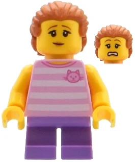 Kid - torse rose clair lumineux, jambes lavande moyen, cheveux orange foncé (Kid - Bright Light Pink Torso, Medium Lavender Legs, Dark Orange Hair)