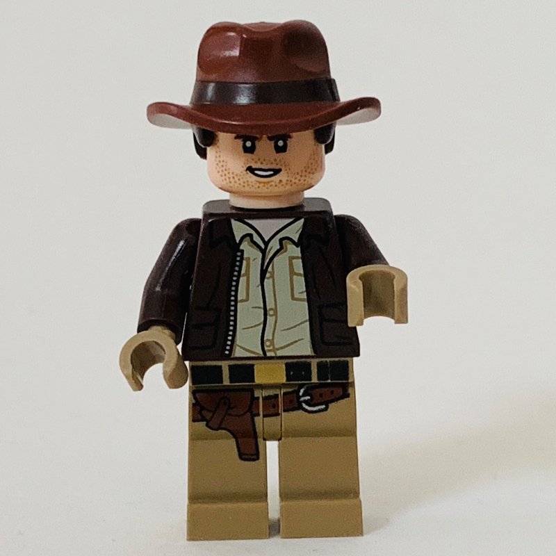 Indiana Jones en veste marron foncé, chemise beige, mains beige foncé (Indiana Jones in Dark Brown Jacket, Tan Shirt, Dark Tan Hands)