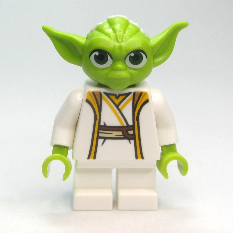 Yoda, robe blanche, tête vert citron (Yoda, White Robe, Lime Head)