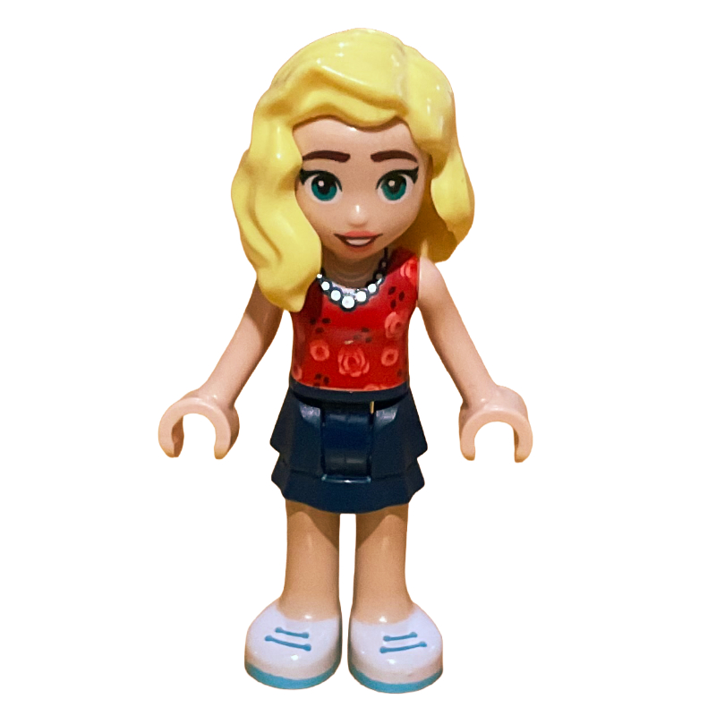 Matilde - haut rouge, jupe bleu foncé (Matilde - Red Top, Dark Blue Skirt)
