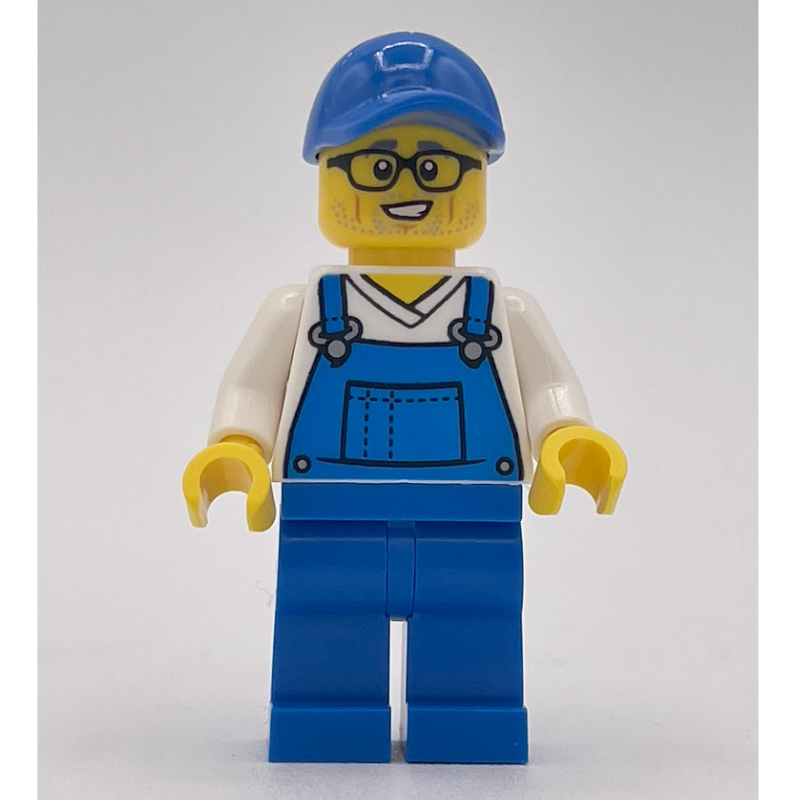 Homme, salopette bleue, casquette bleue (Man, Blue Overalls, Blue Cap)