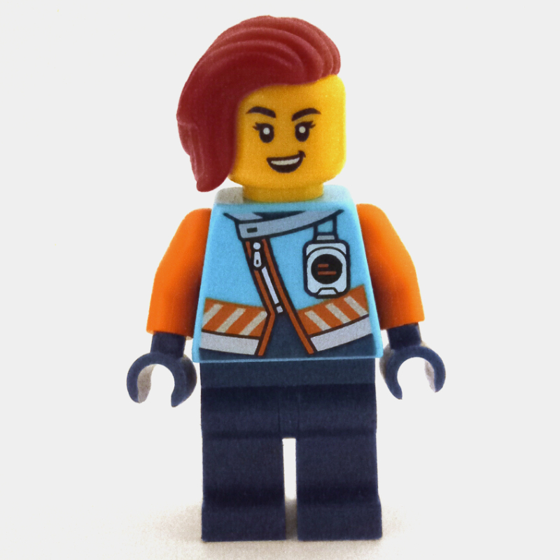 Océan explorer, iris glaçon, tenue azur moyen et bleu foncé, cheveux rouge foncé (Ocean Explorer, Iris Icicle, Medium Azure and Dark Blue Suit, Dark Red Hair)