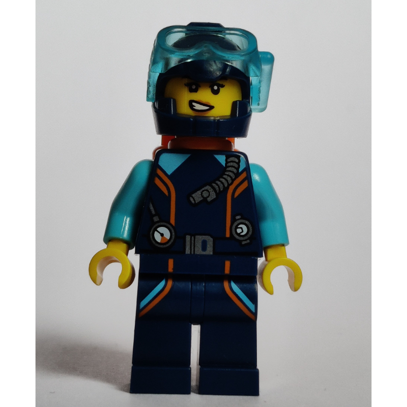 Ocean Explorer plongeur, femme, combinaison de plongée bleu foncé et casque (Ocean Explorer Diver, Woman, Dark Blue Wetsuit and Helmet)