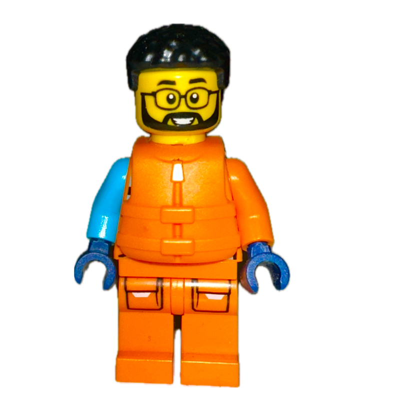 Explorateur arctique, stevegoesnorth, tenue orange avec gilet de sauvetage (Arctic Explorer, STEVEGOESNORTH, Orange Suit with Life Vest)