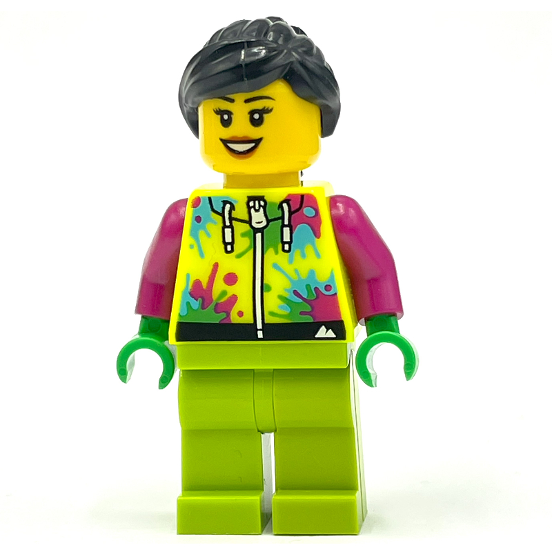 Cycliste, combinaison jaune éclatant et noire (Cyclist, Vibrant Yellow and Black Jumpsuit)