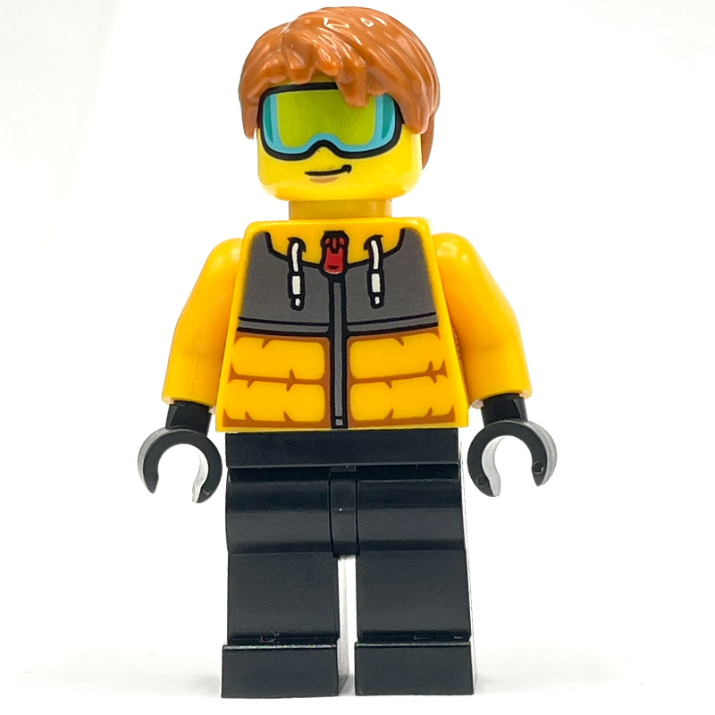 Tuber de neige, veste orange clair vif, jambes noires (Snow Tuber, Bright Light Orange Jacket, Black Legs)