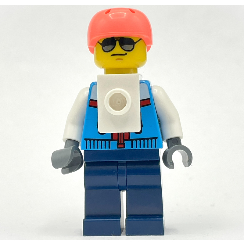 Grimpeur, veste azur foncé, jambes bleu foncé, casque de corail, support de cou blanc (Rock Climber, Dark Azure Jacket, Dark Blue Legs, Coral Helmet, White Neck Bracket)