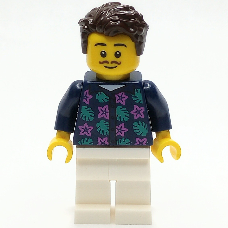 Homme, chemise bleu foncé, jambes blanches, cheveux brun foncé (Man, Dark Blue Shirt, White Legs, Dark Brown Hair)