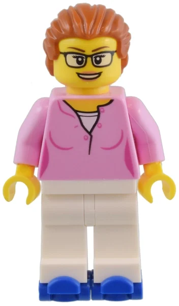 Torse rose vif, jambes blanches, cheveux orange foncé (Bright Pink Torso, White Legs, Dark Orange Hair)